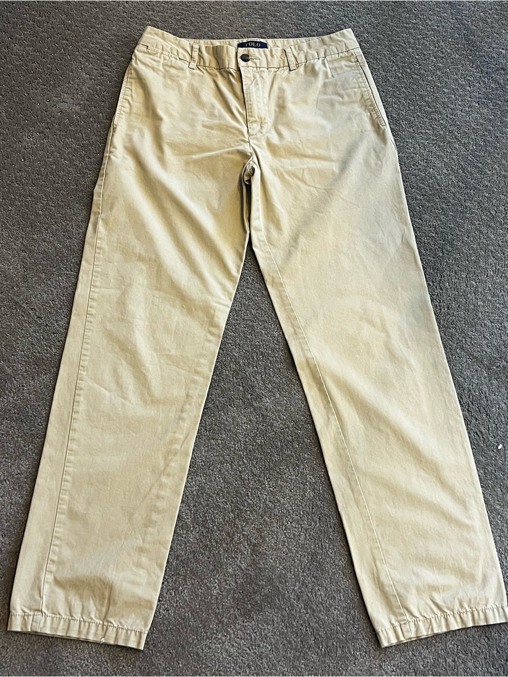 Polo Ralph Lauren Boys Classic Khaki Chino Pants Uniform Flat Front Size 18